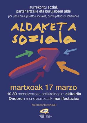 Por unos presupuestos sociales, participativos y soberanos, el día 17 a Mendizorroza [Euskal Herriko Eskubide Sozialen Karta]