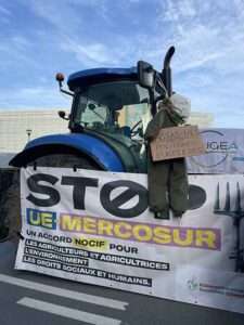 Stop UE mercosur - tractor pancarta